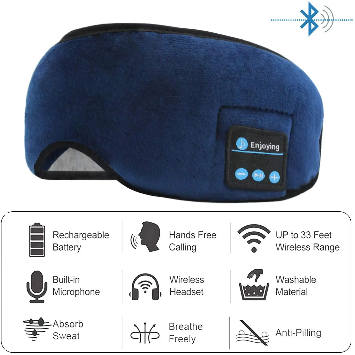 Bluetooth 5.0 Wireless 3D Sleep Mask Stereo Sleeping Eye Mask Headband Music Sleep Aid Soft Blindfold Bandage Eyes Cover Patch
