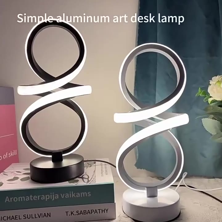 Creative spiral LED table lamp, adjustable in 3 colors, USB power supply, suitable for home bedrooms, offices, and study rooms