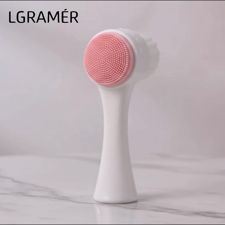 3D Double Silicone Facial Cleansing Brush Manual Massage Facial Brush Soft Bristles Exfoliator Double Sided Face Wash Brush
