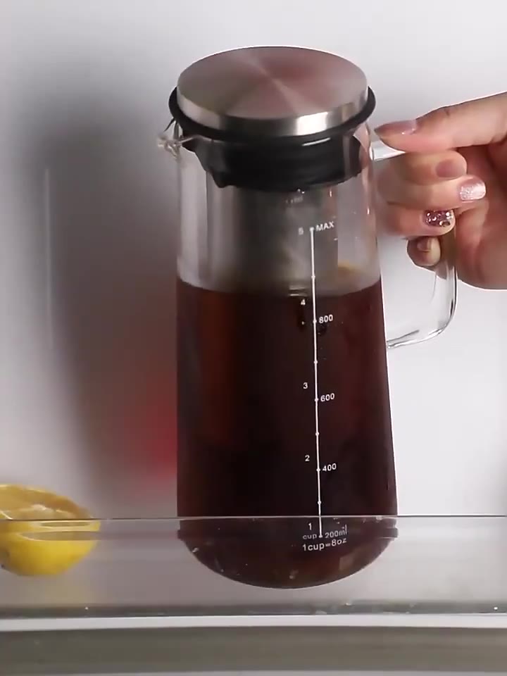 Leeseph Airtight Cold Brew Iced Coffee Maker and Tea Infuser- 1.0L / 34oz Glass Carafe with Removable Stainless Steel Filter