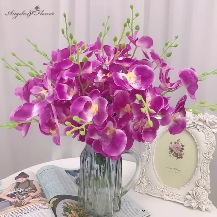 Flower Bouquet for Home Decor, Phalaenopsis Dancing Orchid, Wedding Ornaments, Plants Arrangement, Silk Floral, Wholesalers