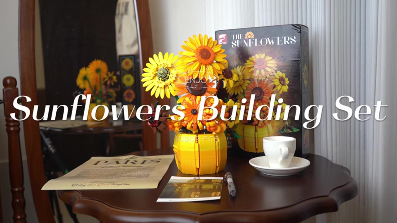 Sunflower Building Blocks Flower Bouquet Vase Floral Model Bricks Set Idea Home Decoration Educational Puzzle Toys Holiday Gifts
