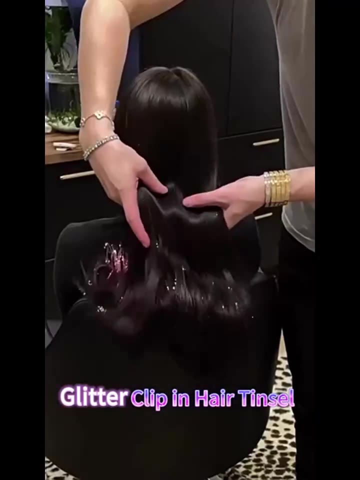 20 Inch Synthetic Hair Extensions -12 Piece Set of Colorful Glitter Hair Accessories, Suitable for Girls' Party Birthday Gifts