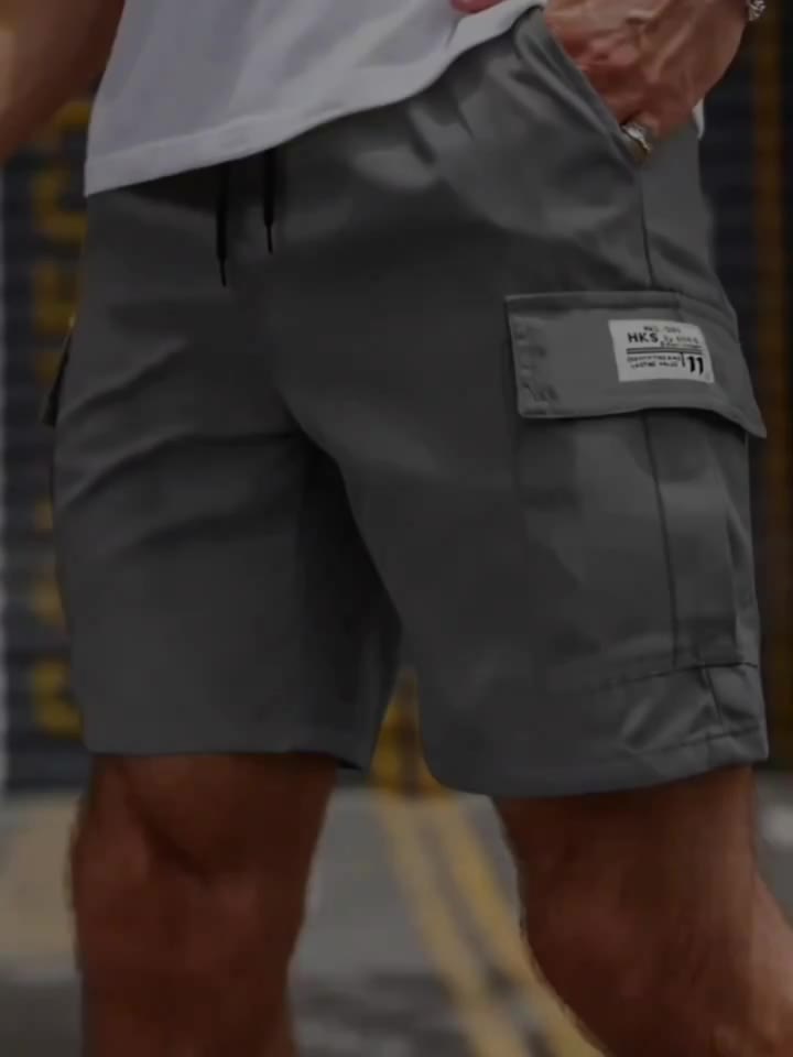 Men's work shorts; summer comfort; multi-pocket; outdoor leisure sport beach pants; elastic waistband